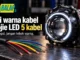 Thumbnail lampu proji LED dan lima kabel berwarna, dengan anjuran menguji fungsi kabel alih-alih menebak dari warna.