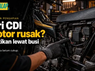 Thumbnail panduan ciri CDI motor rusak dengan logo MotorBalap.ID tanpa garis kuning di tepi atas.